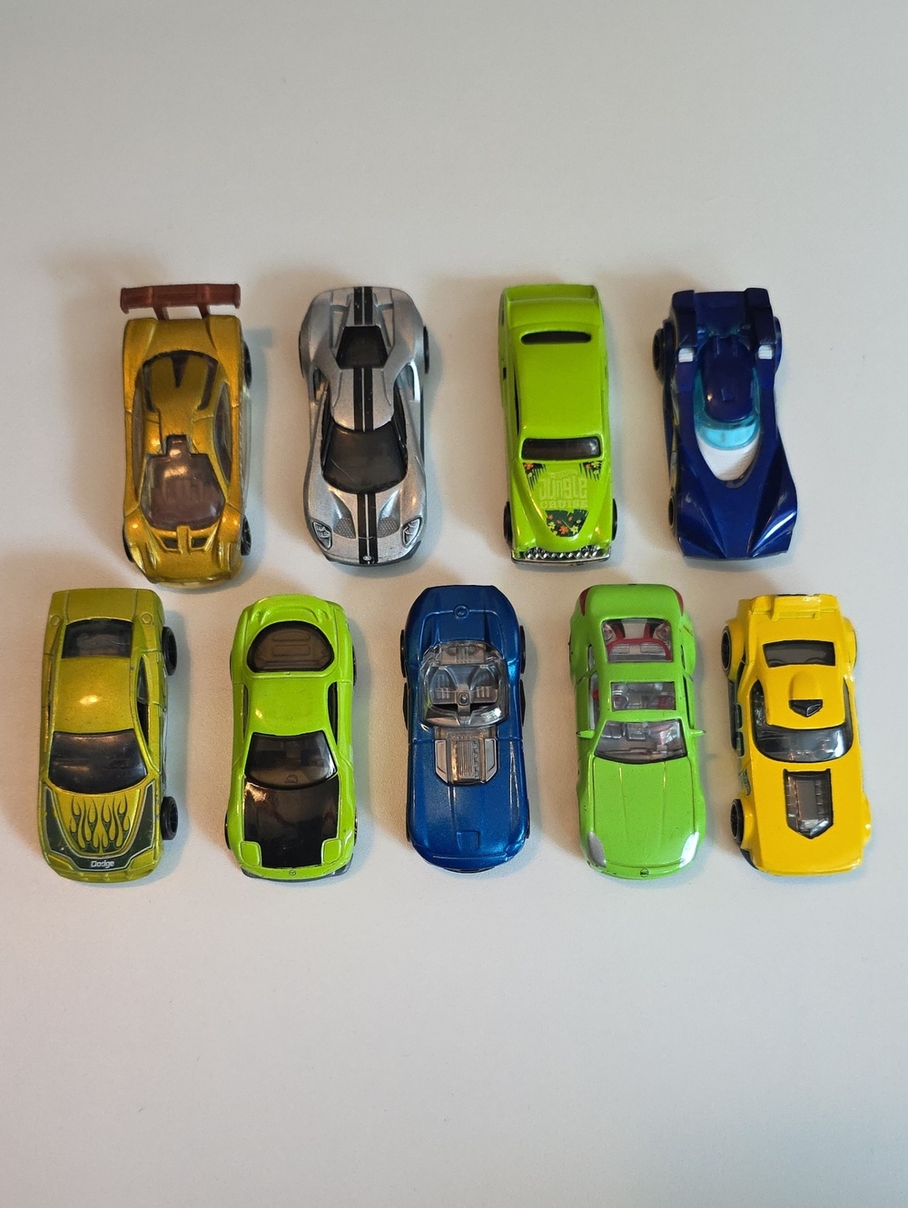 Assorted Hot Wheels Cars - Ford GT, Fast Fish, Mazda RX7, Dodge Charger And More